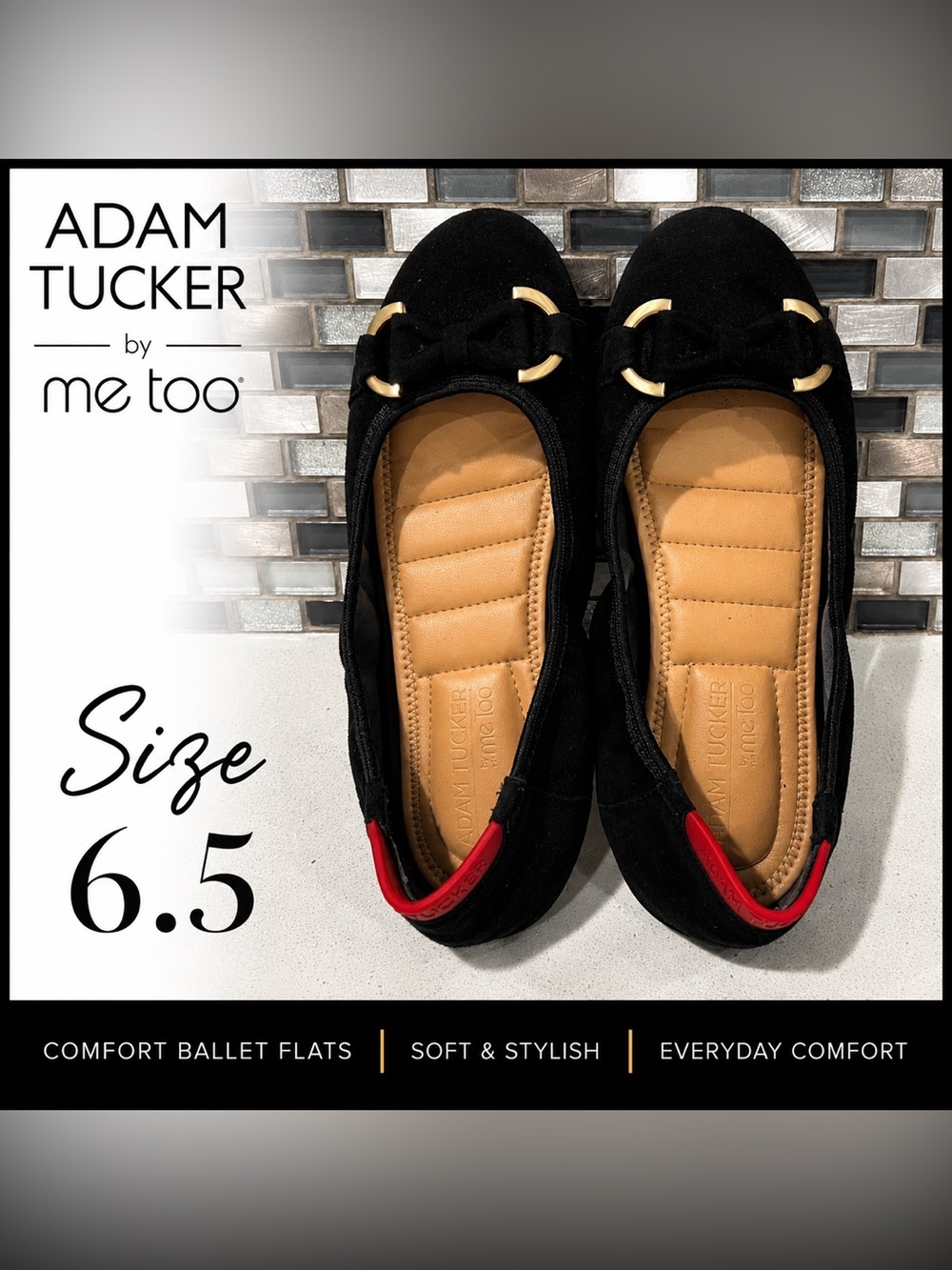 ADAM TUCKER by me too women Kelly 14 women black ballet flats/size 6.5